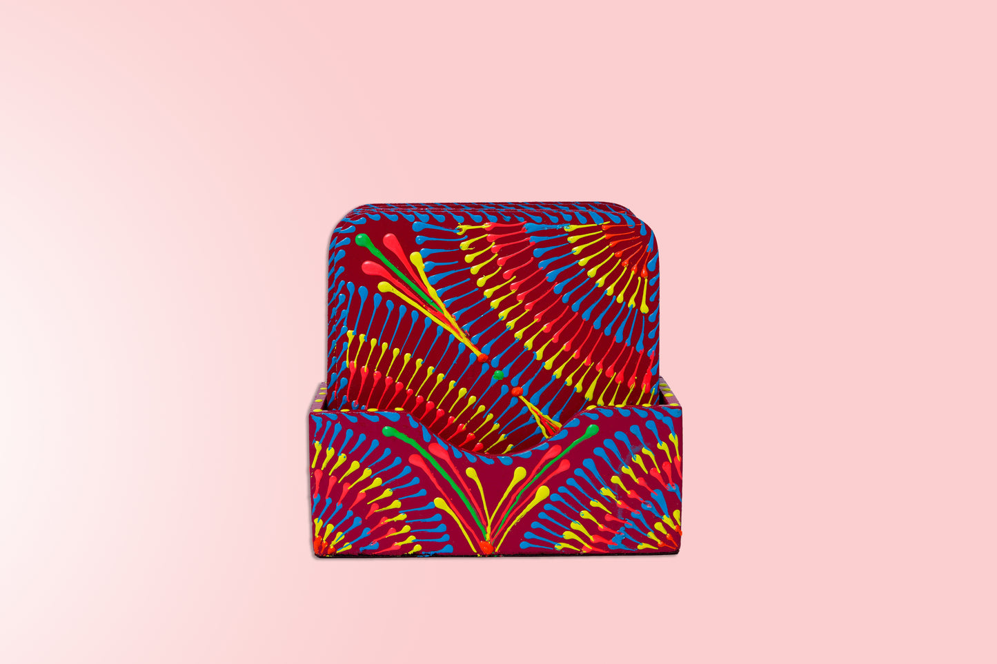 Hand painted Purple coaster stack