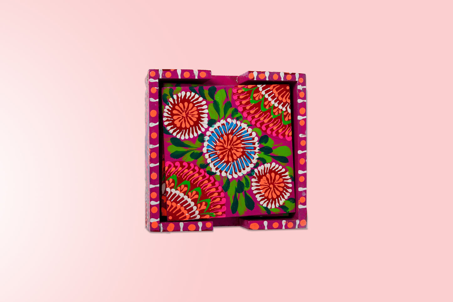 Hand painted Red coaster stack