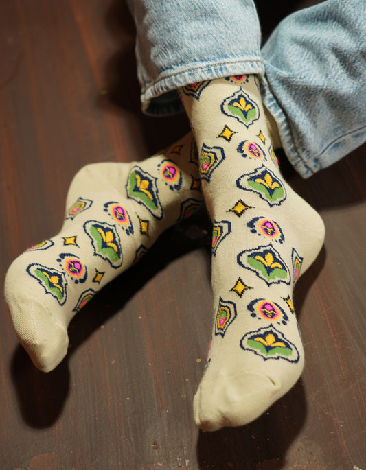 Socks Pack Of 3 Red/Yellow/Beige