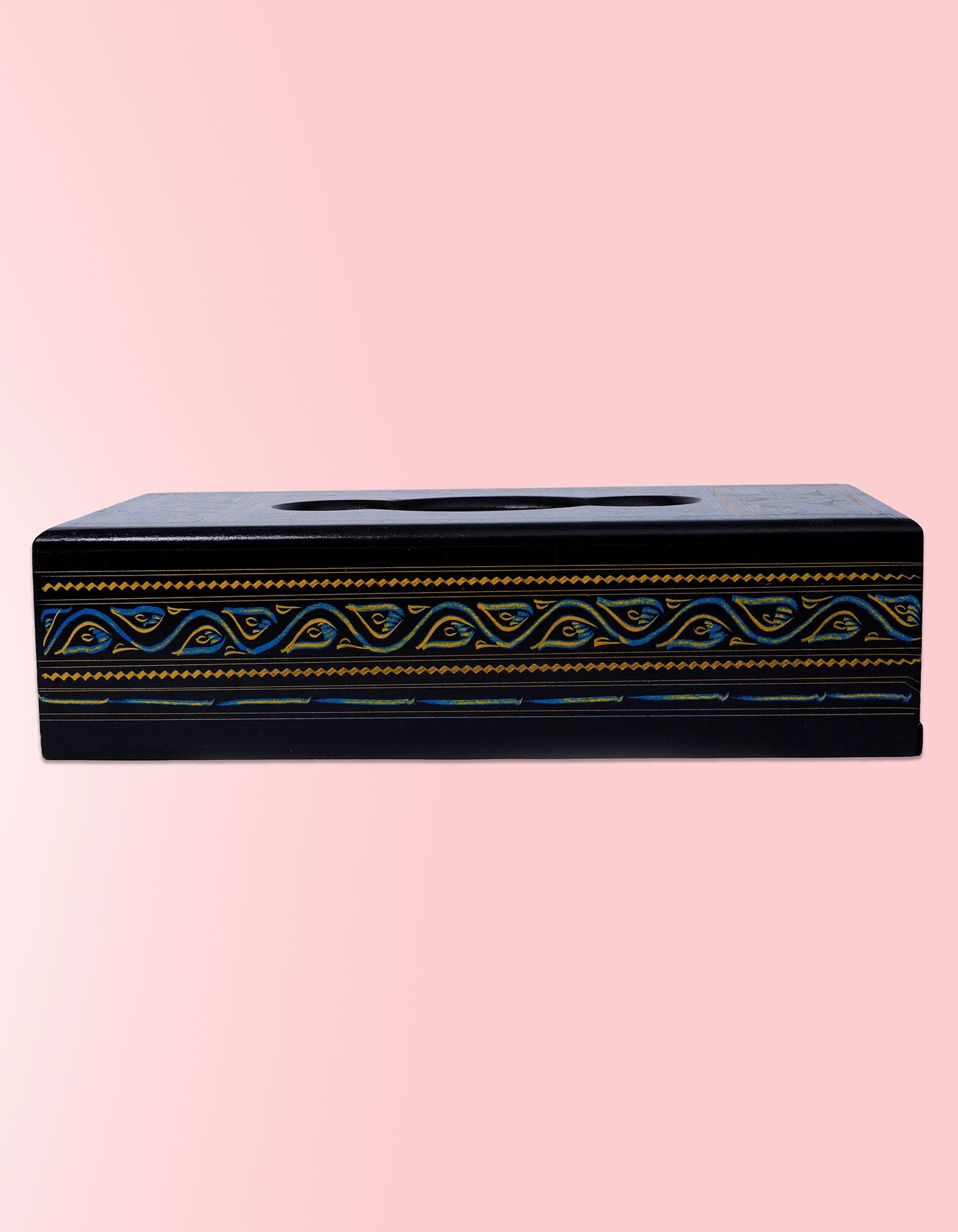 Blue Lacquer Tissue Box Cover – Hand-Painted Wooden Home Décor | Masttees