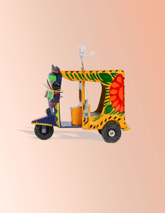 Rangela Rickshaw – Handmade Yellow Decorative Rickshaw Figurine | Masttees