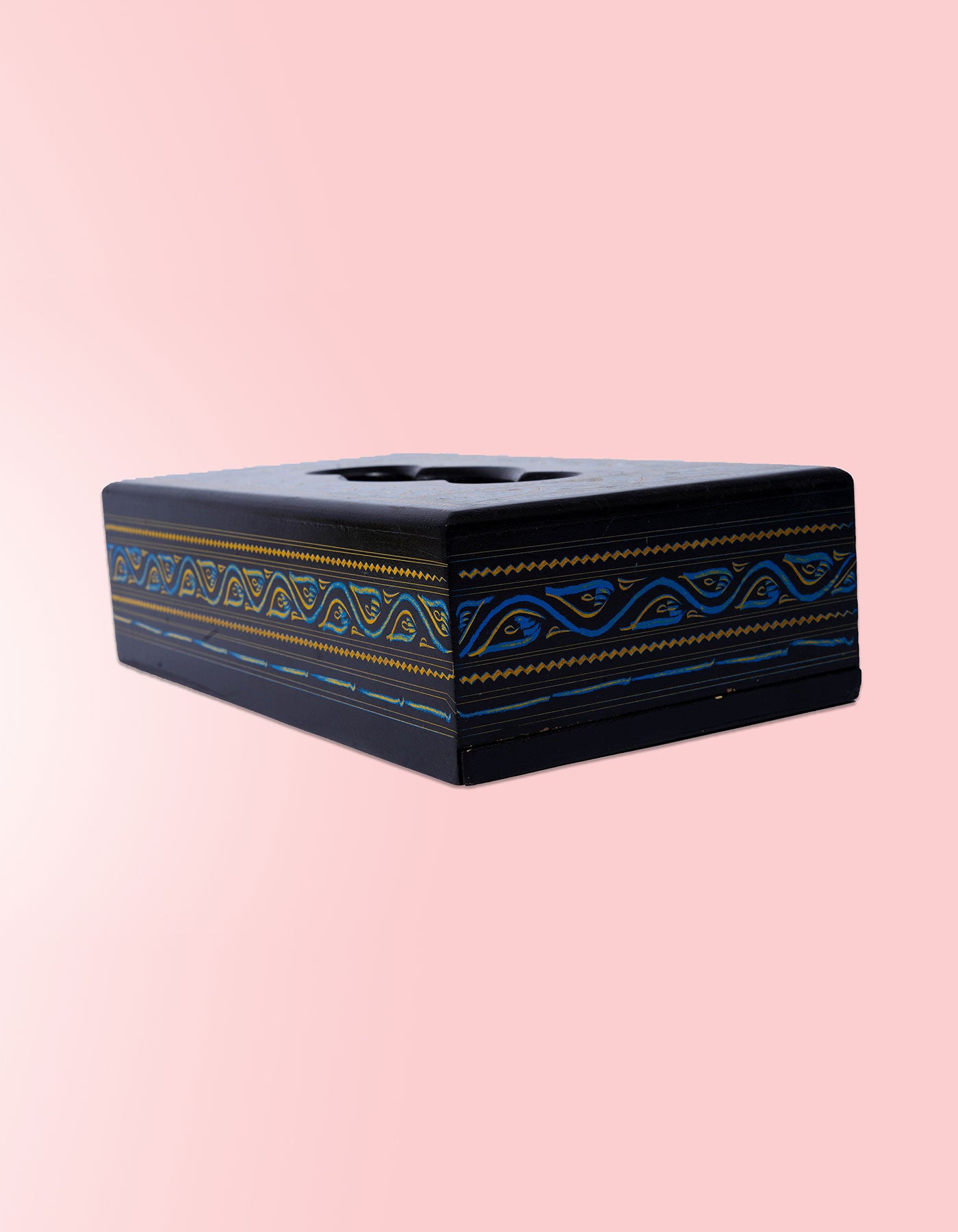 Blue Lacquer Tissue Box Cover – Hand-Painted Wooden Home Décor | Masttees