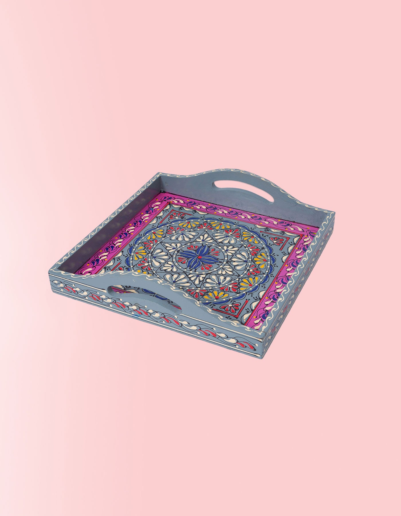 Masti Box Handcrafted Grey Square Tray – Artisan Serving & Home Décor Tray