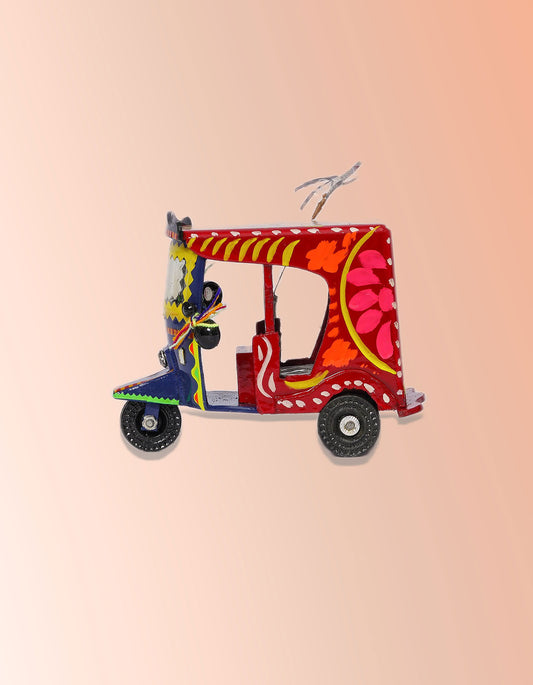 Filmy Rickshaw – Handmade Red Decorative Rickshaw Figurine | Masttees
