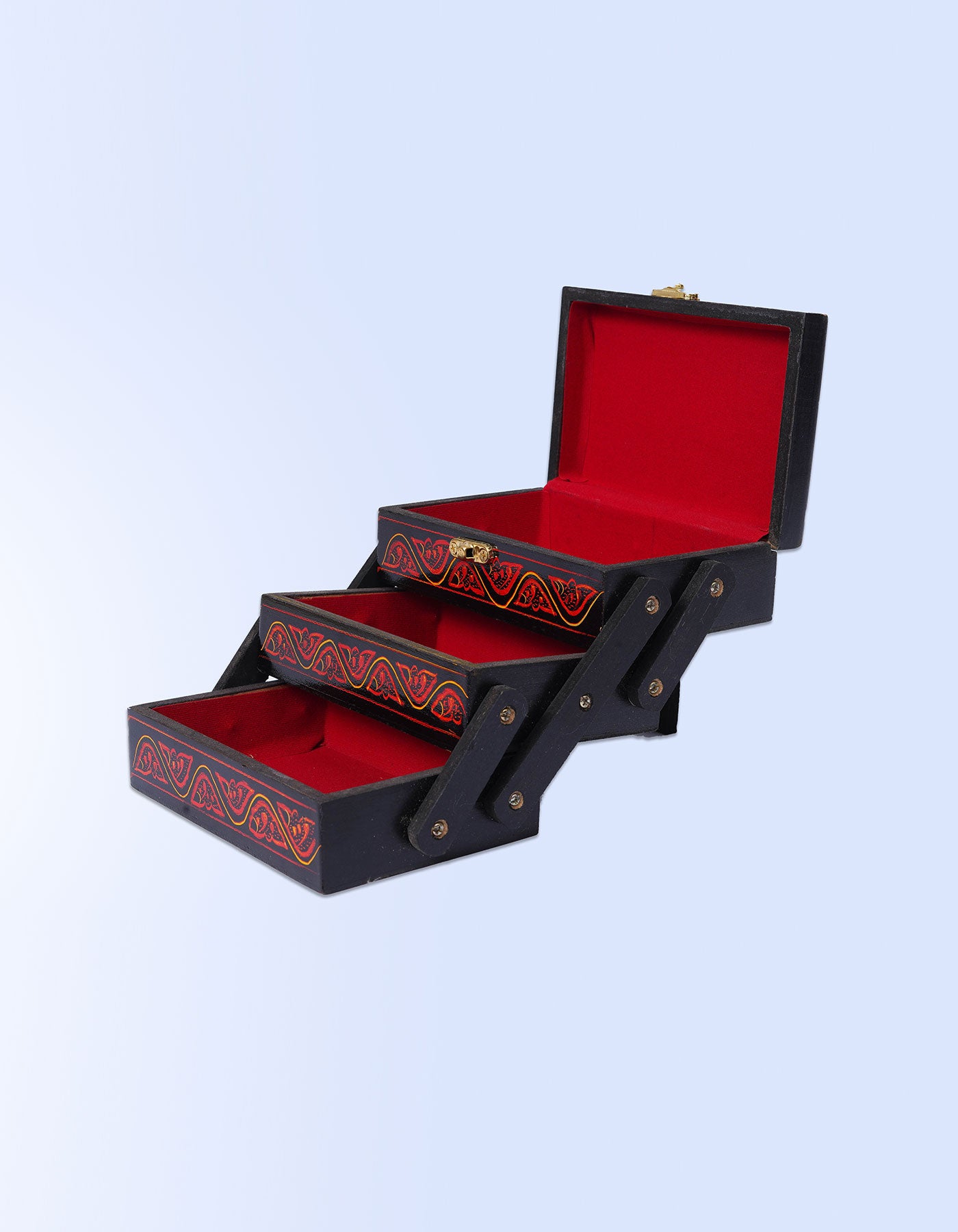 Noor Mahal Jewellery Box – Handcrafted Red Lacquer Vintage Jewellery Box | Masttees