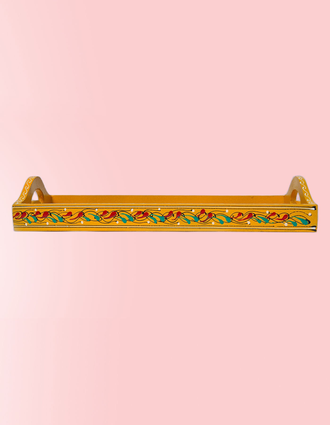 Akbari Long Tray – Handcrafted Yellow Artisan Serving Tray | Masttees