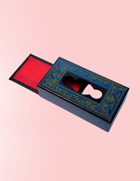 Blue Lacquer Tissue Box Cover – Hand-Painted Wooden Home Décor | Masttees