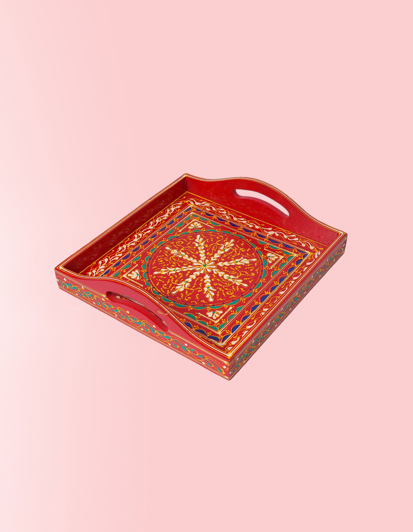 Lahori Box Tray – Handcrafted Square Red Artisan Serving Tray | Masttees