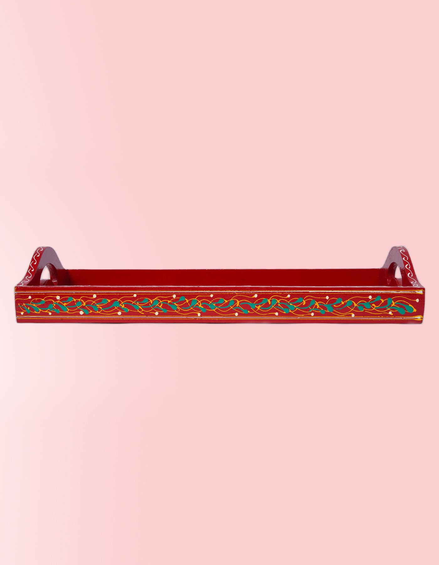 Kashmiri Long Tray – Handcrafted Red Truck Art Artisan Serving Tray | Masttees