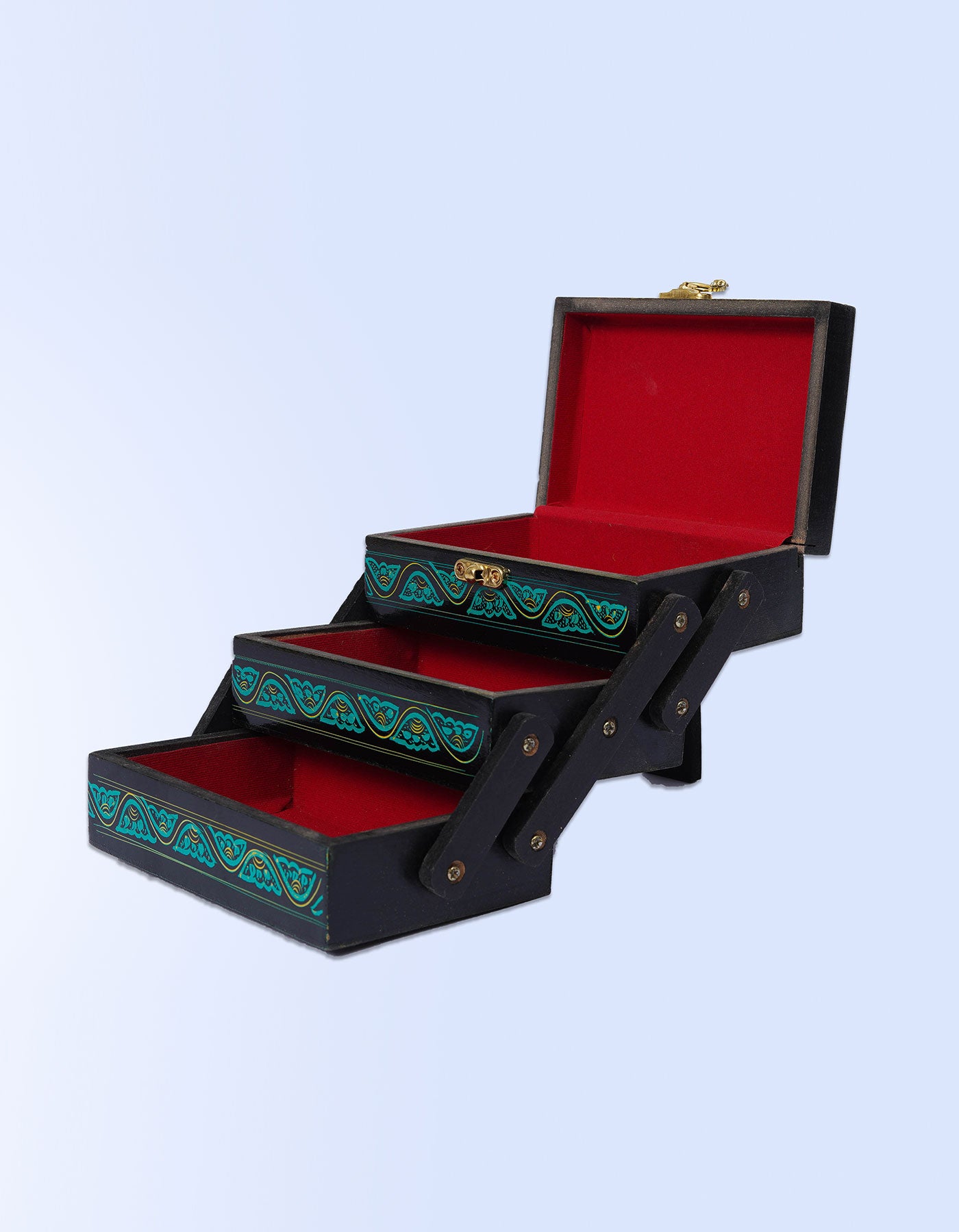 Sheesh Mahal Jewellery Box – Handcrafted Green Lacquer Vintage Jewellery Box | Masttees