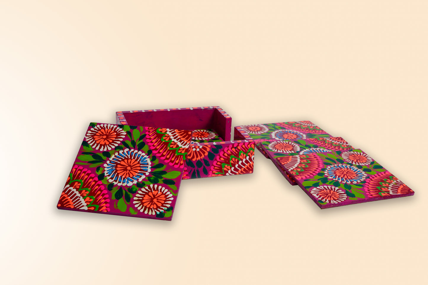 Hand painted Red coaster stack