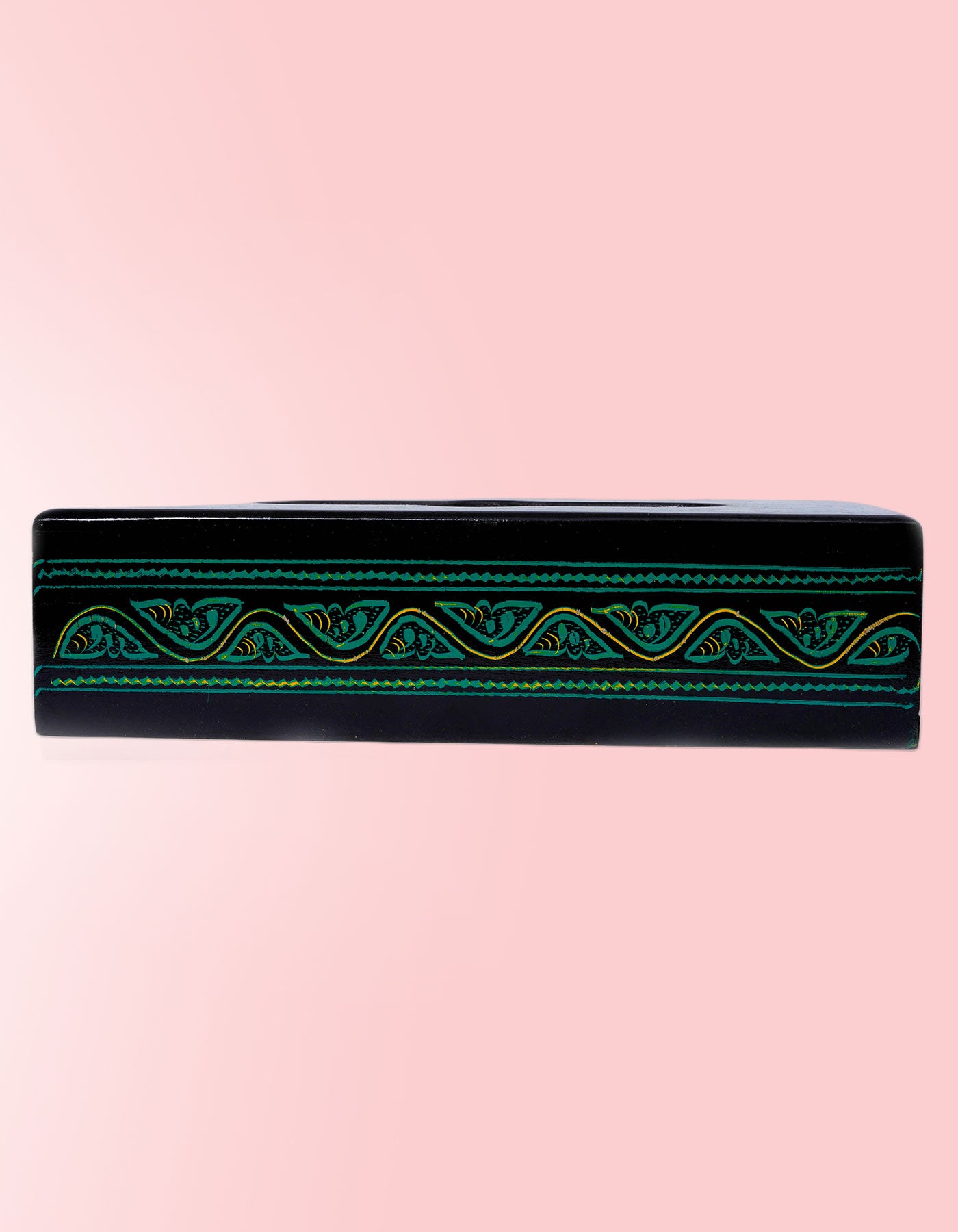 Green Lacquer Tissue Box Cover – Hand-Painted Wooden Home Décor | Masttees