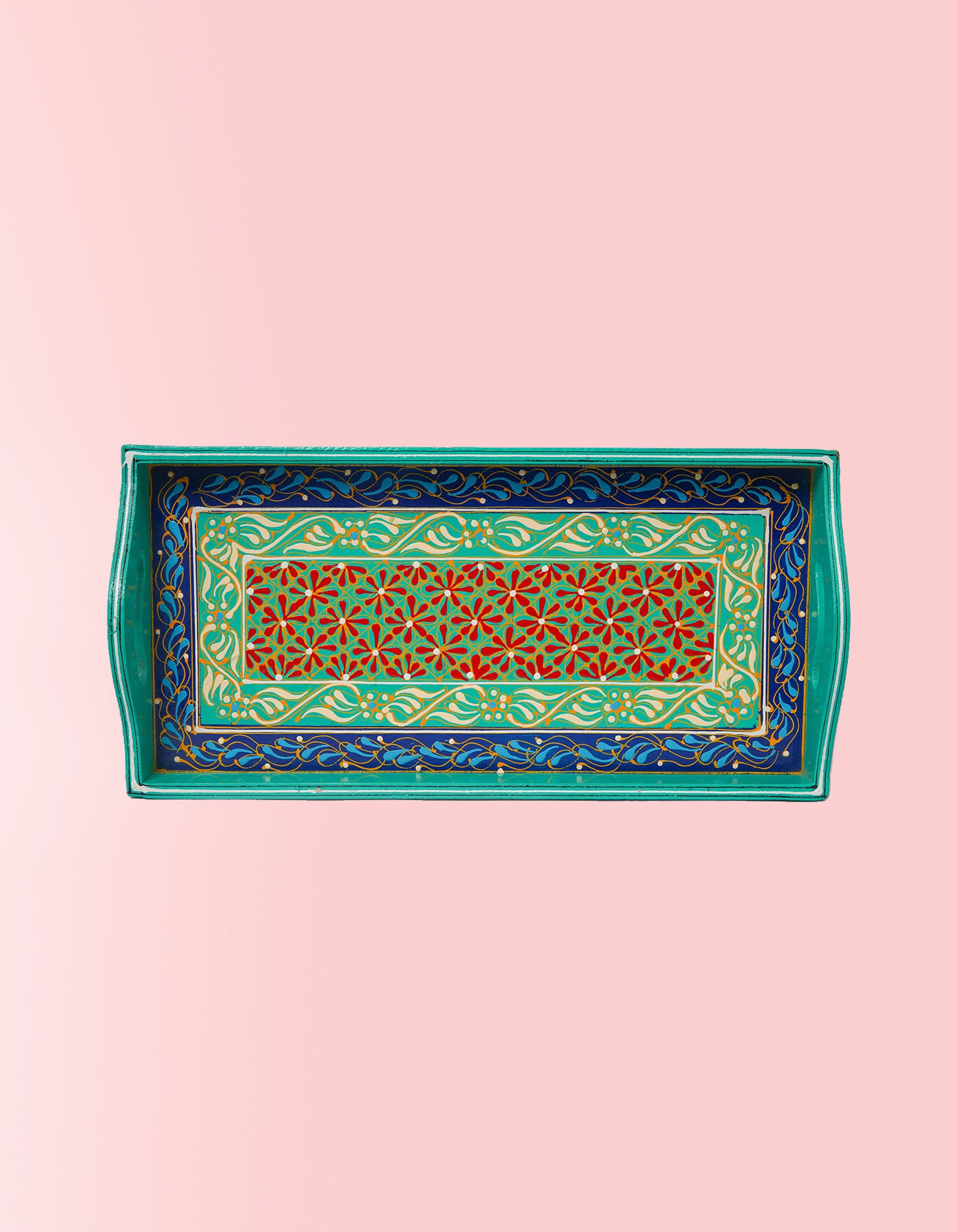 Delhi Long Tray – Handcrafted Mint Green Artisan Serving Tray | Masttees