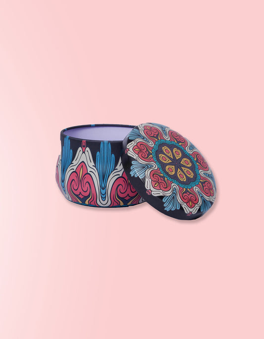 Carnation Mini Portable Tin – Compact Teal Floral Printed Storage Tin | Masttees