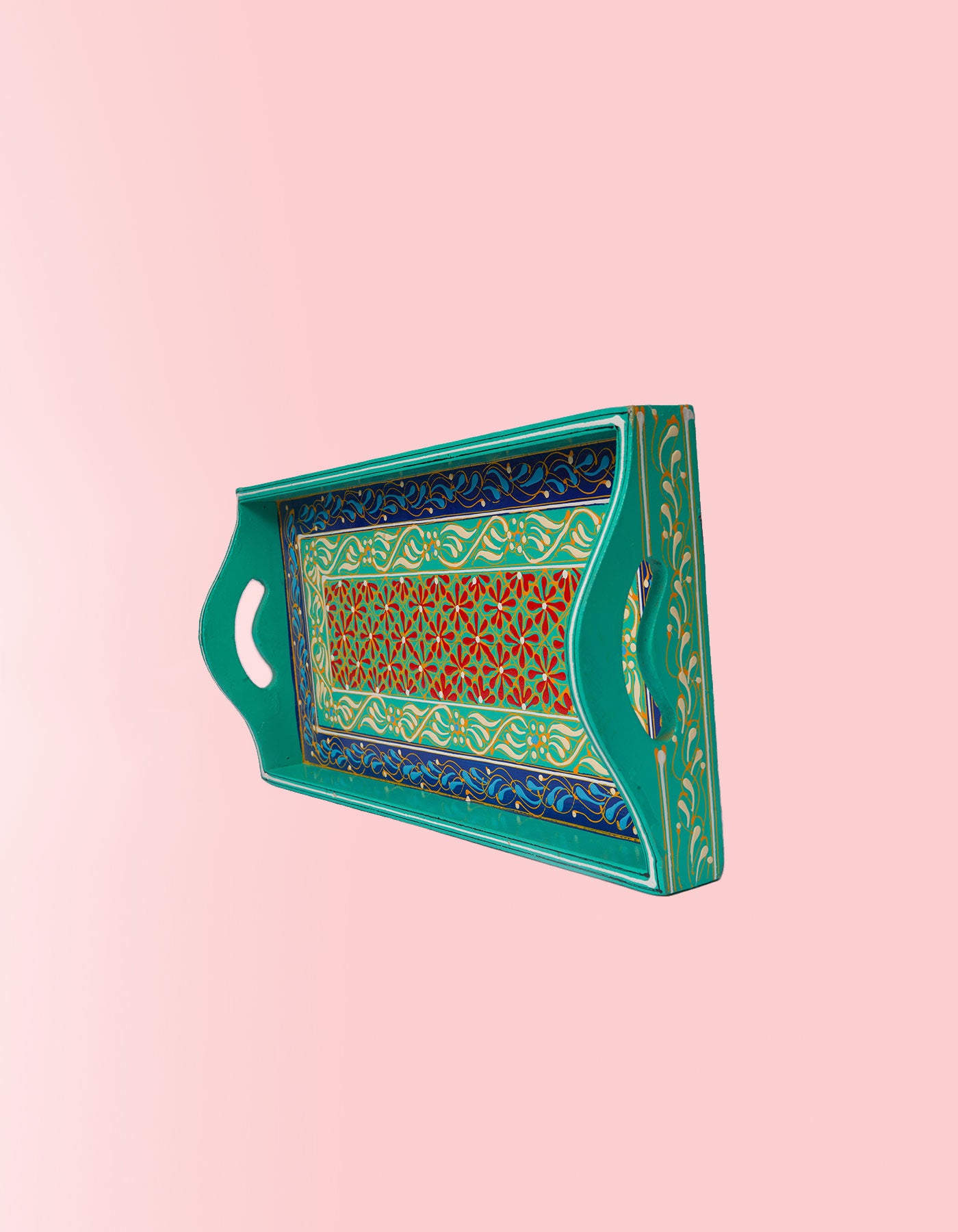 Delhi Long Tray – Handcrafted Mint Green Artisan Serving Tray | Masttees