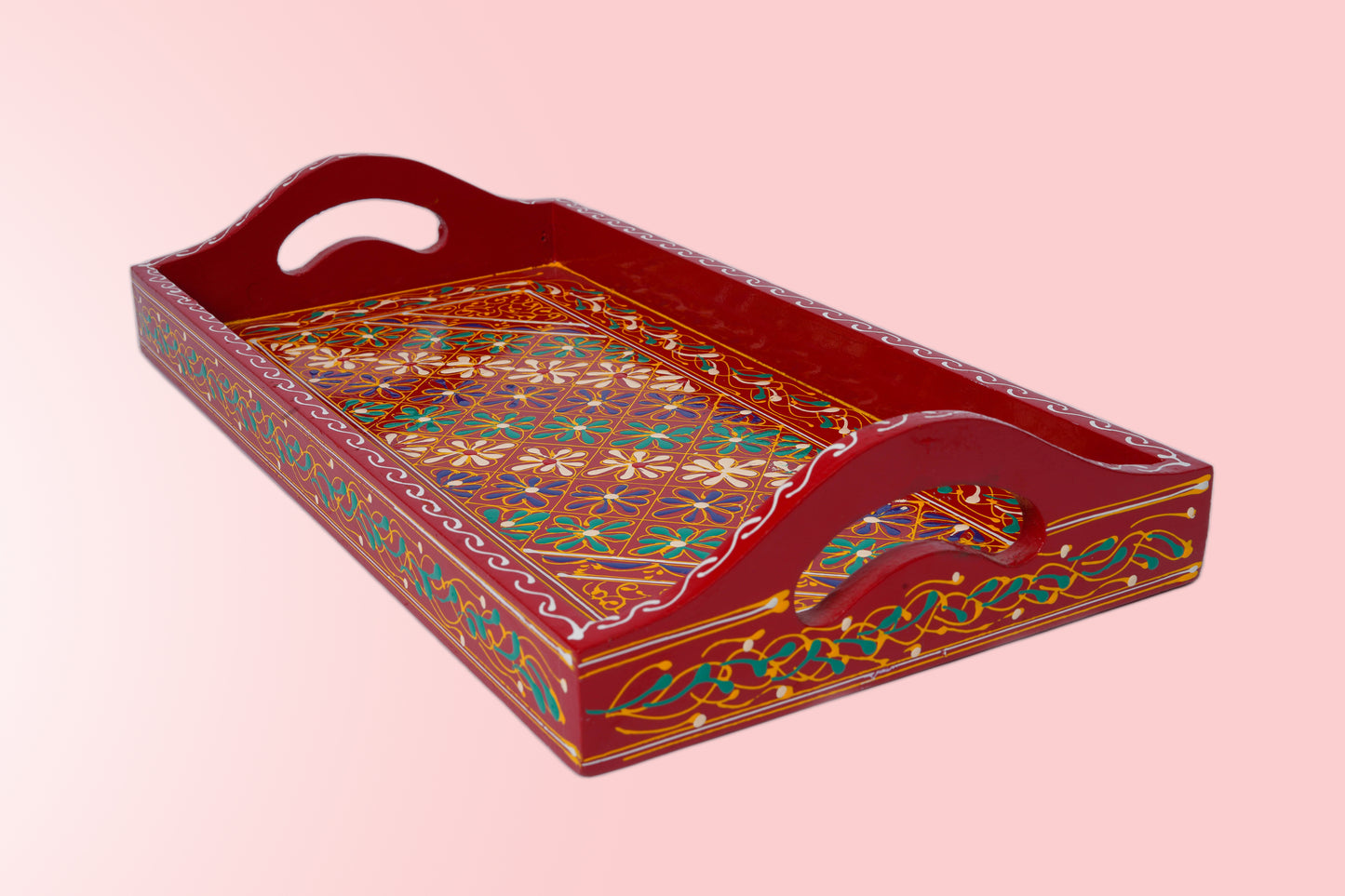 Artisinal Rectangular Red Tray