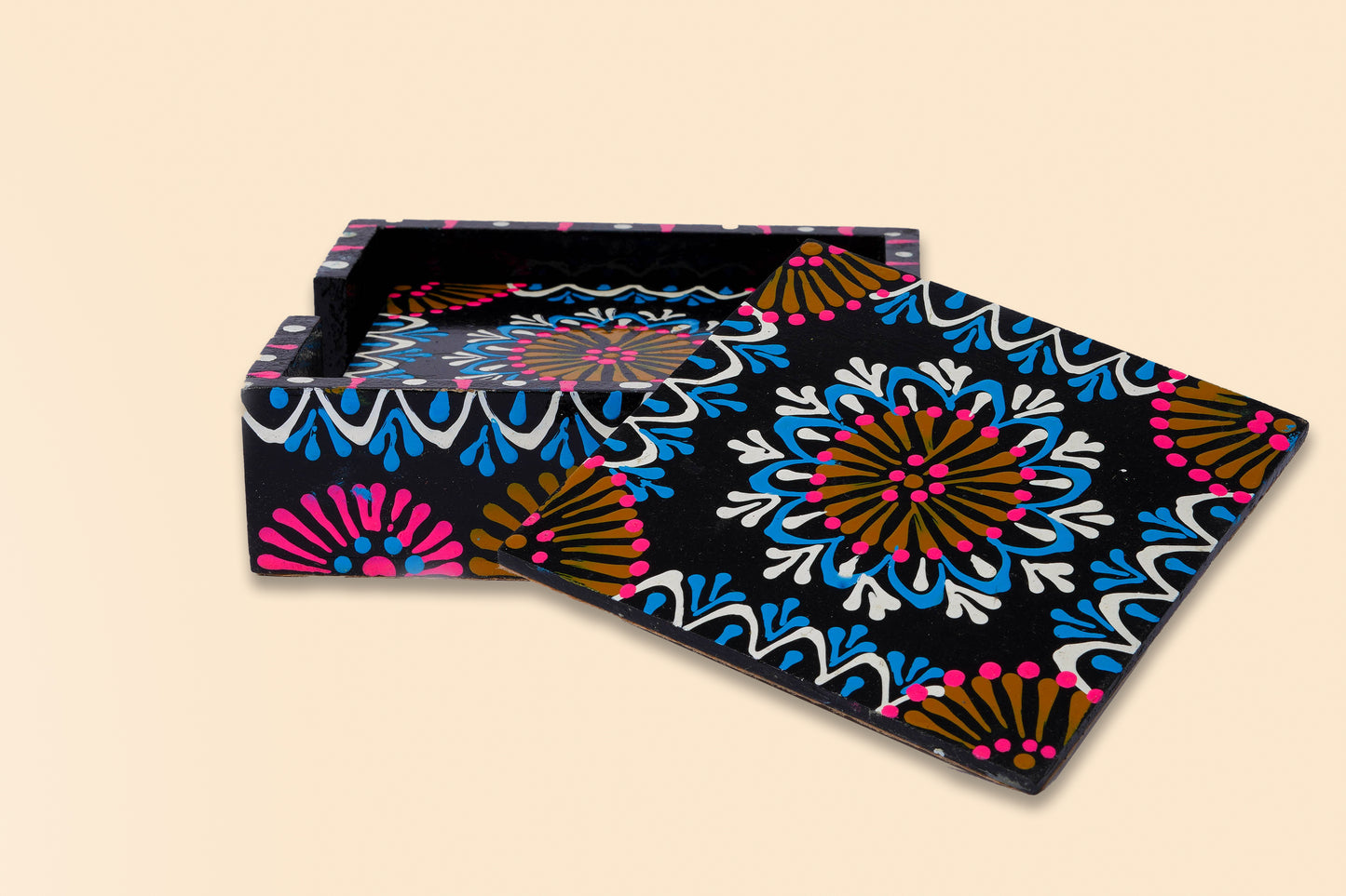 Hand painted Black coaster stack