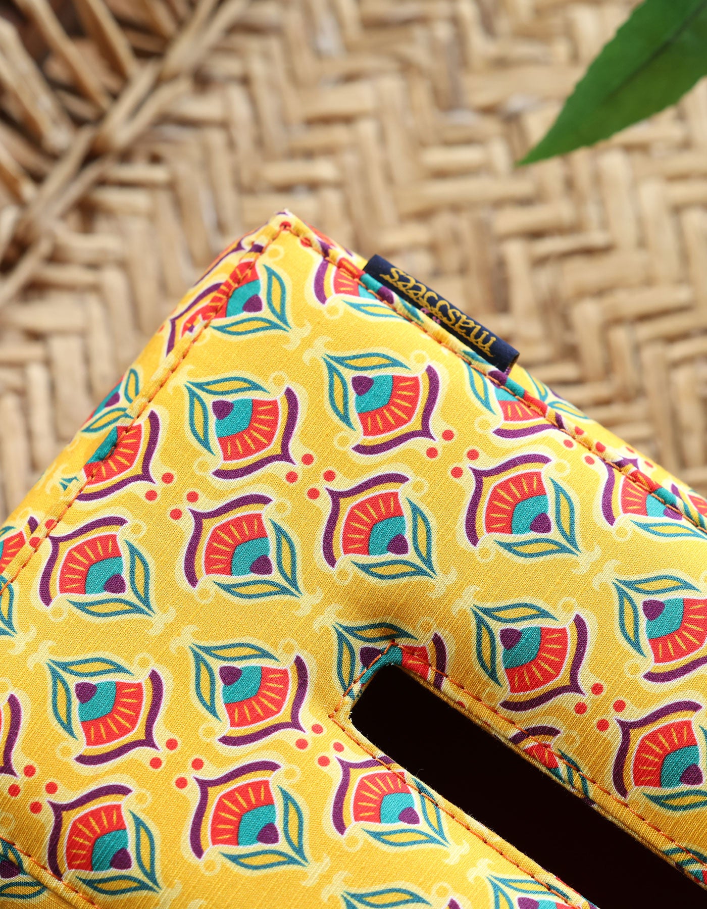 Yellow Floral Fabric Tissue Box Cover – Red, Green & Blue Folk Art Design