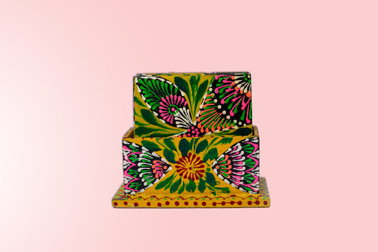 Hand painted Yellow coaster stack