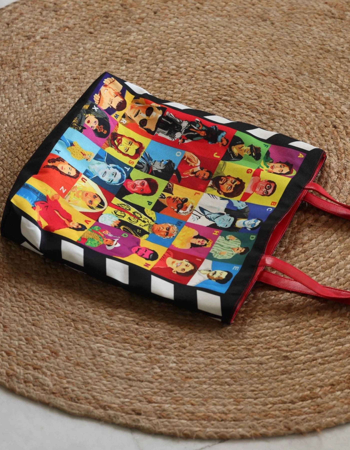 tote bag with bollywood icons
