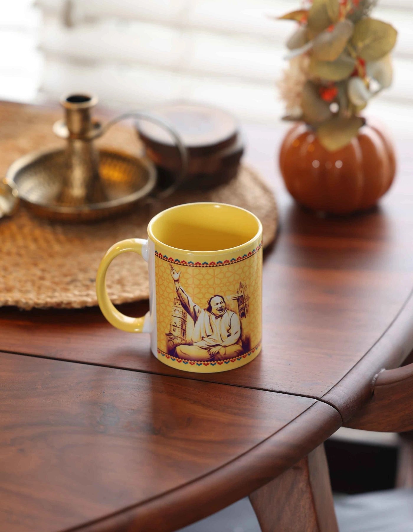 Nusrat Fateh Ali Khan mug – bold desi pop art design for chai lovers