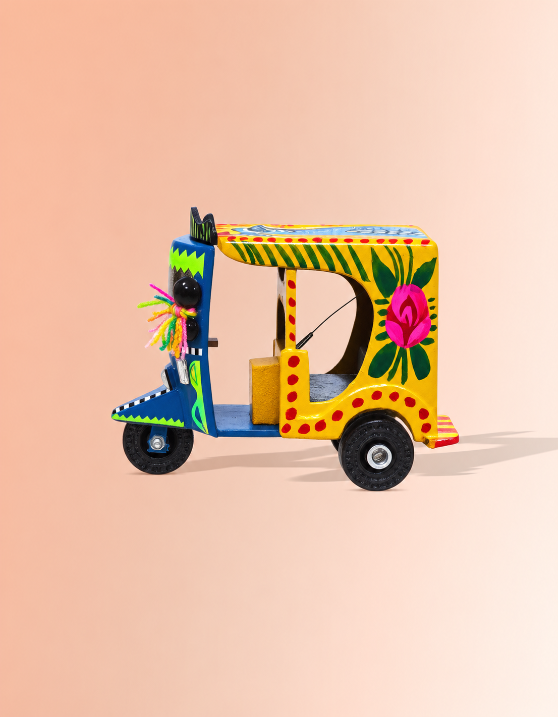 Rangela Rickshaw – Handmade Yellow Decorative Rickshaw Figurine | Masttees