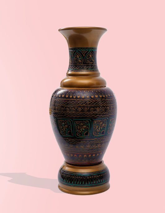 Shalimar Bagh Lacquer Vase – Hand-Painted Artisan Decorative Vase in Blue | Masttees