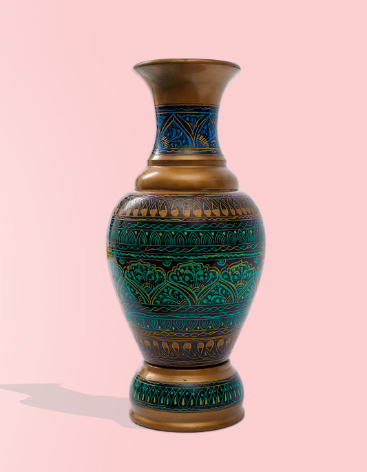 Hazuri Bagh Lacquer Vase – Hand-Painted Artisan Decorative Vase in Green | Masttees