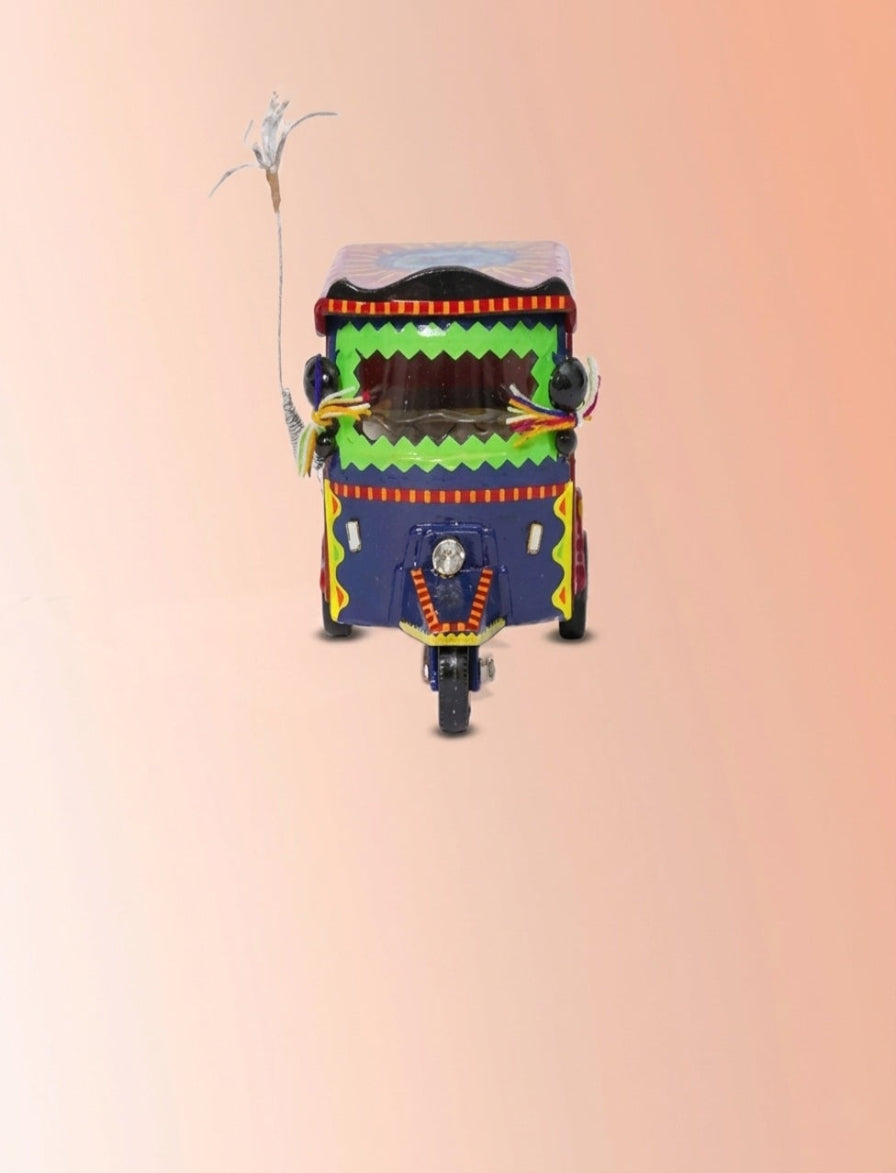 Mastana Rickshaw – Handmade Decorative Green Rickshaw Figurine with Parrot Motif | Masttees